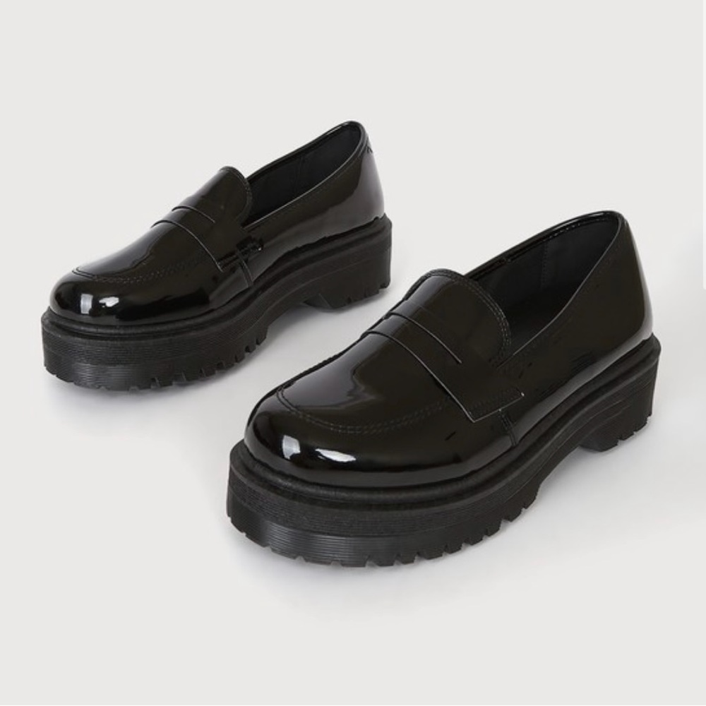 Lulus patent loafers